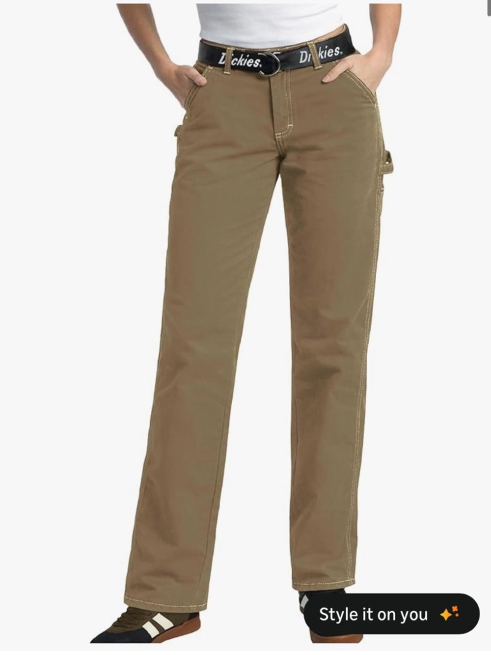 Dickies Womens Work Pants with Belt - Khaki Size 29